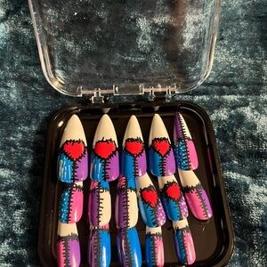 Hand Crafted Colorful Heart Nail Art Set